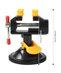 Portable Aluminum Alloy Drill Press Vise With Suction Base, Table Bench Clamp For Jewelry Making And Hobby Crafts, Small Parts Holding, Mini Workbench Vise For Workshop, Lightweight Yet Rugged And Easy Mount, side view with 8.5cm and 10cm dimensions