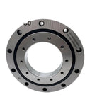 Top Shelf Cross Roller Slewing Bearing Ru124xuucc0 showing smooth metallic finish and mounting holes for robot arms and rotary tables.