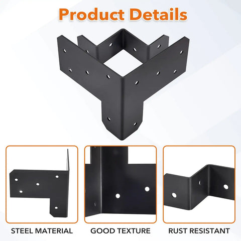 8 Piece 3 Way Corner Workbench Brackets Kit with screws for wood heavy duty DIY workbench legs fits 4x4 and 2x4 lumber