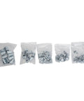 Rivet Nut Tool Kit Gun Set 86 Piece Riveting Pack With Alloy Steel Mandrels in plastic bags showcasing various sizes.