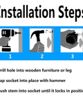 Installation steps for 2 Pack Locking Swivel Caster Replacement Wheels For Weber Gas Grill Stem Casters 2.5 Inch Twin Wheel Rubber