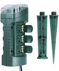 Gotta Have This Heavy Duty Outdoor Yard Stake Electrical Hub With Six Plug Points and anchors for secure outdoor setup.