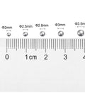 Sick Precision 2Mm Carbon Steel Ball Bearings G1000 Grade Miniature Round Balls shown in size comparison with a ruler.