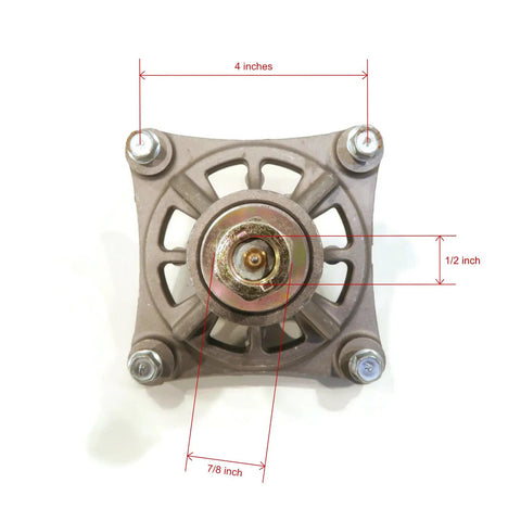 Workhorse Grade Blade Spindle Assembly For Husqvarna 532 17 43-58 3 Piece Pack view with dimensions labeled and heavy-duty design.