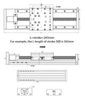 Technical drawing of Rock Solid Cnc Manual Linear Shaft Actuator Module Table With Nema34 Stepper Motor and Precision Ball Screw.