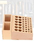 Leather Tool Holder With 48 Holes Wooden Craft Tool Stand Beech Wood Rack Organizer showing front angle