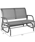 Two Person Swing Glider Chair 48 Inch Spacious Outdoor Lounge Bench For Patio Backyard Poolside Lawn Indoor Use Durable Steel Frame Weatherproof Fabric Cozy And Chill shown with dimensions