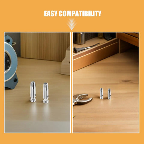 Two images of stainless steel fencing epee tips for Three Pack Fencing Epee Point Stainless Steel Tips Replacement For Fencing Practice And Training Outdoors Durable Epee Tips For Precision Blade Control And Long Lasting Performance In Competition, placed on a wooden desk showcasing their easy compatibility.
