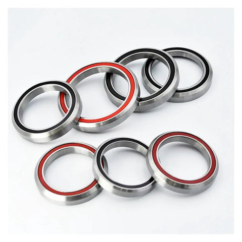 Slick Dual Rubber Sealed Bicycle Headset Bearings Chrome Steel Angular Contact Ball Sets with red and black seals.