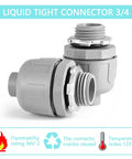 32 Pack Three Quarter Inch Liquid Tight NPT PVC Conduit Fittings, 180° Straight and 90° Angled Grey UL Listed