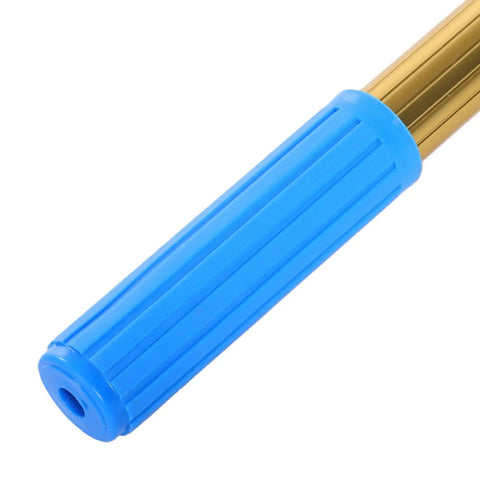 Close-up of the blue handle of the Smoke Detector Removal Tool With Super Long Telescopic Pole Skip The Climb For High Ceilings.