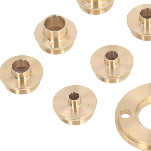 Precision Brass Router Bushing Guide Set 11 Piece Woodworking Template Kit featuring multiple brass bushings for precision routing.
