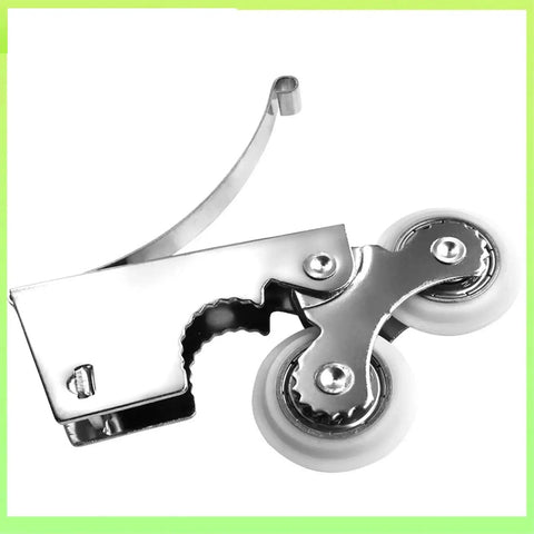 Six Pack Heavy Duty Double Wheel Door Pulleys With Slick As Butter Glide Action For No Hassle Sliding Glass Doors And Windows Quick Swap Wardrobe Track Glides Repair Kit close-up showing double wheel design.