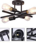 Dope Black Semi Flush Mount Ceiling Light Fixture 2 Pack Modern 4 Light Sputnik Chandelier with industrial design close-up