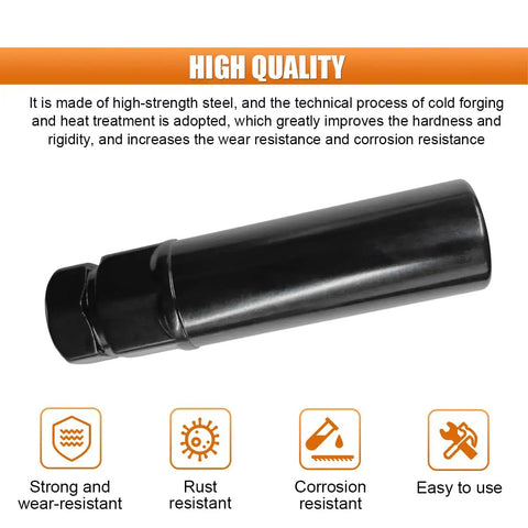 Heavy Duty Six Spline Lug Nut Key For Yanking Wheel Locks Built From Cold Forged Chromium Steel, showing high-strength steel construction.