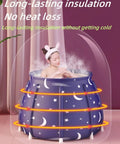 Foldable Portable Bathtub With Thickened Insulation And Double Drainage For Small Spaces, showing heat retention in use
