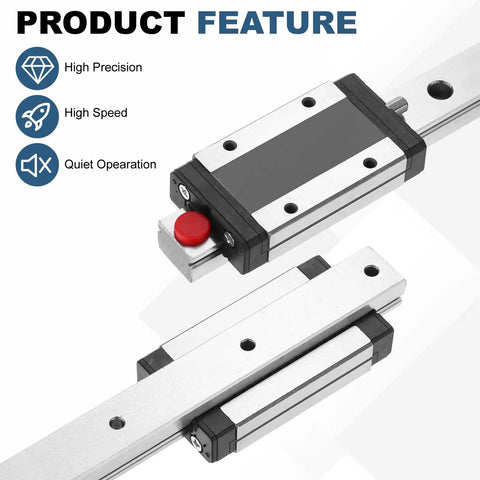 MGN15C 550mm Slim Linear Guide Rail With Compatible MGN15C Carriage Block Assembly Including Bearing Runner For CNC Routers showing precision construction.