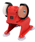 Tough As Nails 18V Cordless Mini Bench Grinder And Polisher Kit Features Dual Corundum Wheels And Full Copper Motor For Rock Solid Output On Every Metal Project, showing front view and grinding wheels.