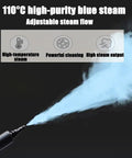 Get That Gunk Gone With This Badass Handheld Steam Cleaner 110 Degrees Celsius 5 Bar Pressure And 9 Accessories For Kitchen And Bath Powerhouse steam nozzle releasing high-temperature blue steam.