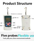 Top Tier Portable Digital Force Gauge And Heavy Duty Push Pull Tester Featuring Slick Lcd Displays showing structure and buttons.