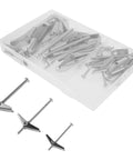 Heavy Duty Toggle Bolt Kit With Galvanized Iron Anchors And Wing Nuts, 24 Pieces, Includes One Quarter Inch And Three Sixteenth Inch Sizes