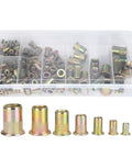Rivnut Kit 165Pcs Copper Alloy M3 M12 Threaded Inserts for Steel Plastic and Fiberglass in transparent box