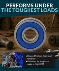 10 Pack Sealed Chrome Steel Ball Bearings 3/4 X 1-5/8 X 7/16 Inches Heavy Duty R12-2RS displayed with tools on a workbench.