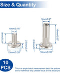 Ten Pack Furniture Joint Connector Bolts And Connecting Nut Sets With Sixteen Millimeter Sleeves dimensions and sizes for furniture repair.