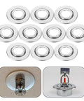 Double Disc Fire Sprinkler Cover Plates Stainless Steel Pipe Concealment Shield Masks showing 10 metallic caps for fire protection lines.