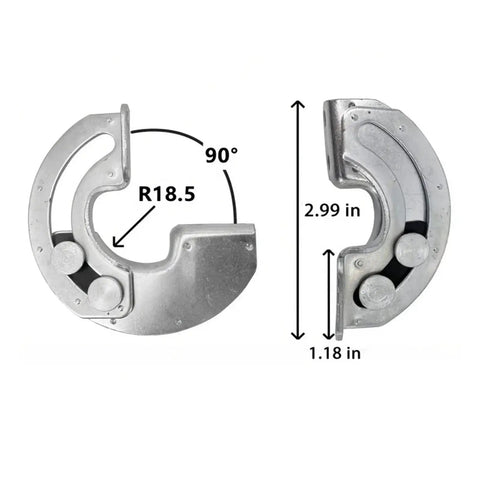 Hidden Sliding Hinge Set, 2 Pack, 90 Degree Stop Limit, Carbon Steel Arc Slide Locks with measurements for industrial doors