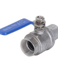 Heavy Duty Three Quarter Inch Npt Stainless Steel Ball Valve For Water Oil Gas Lines featuring a blue lever for easy control.
