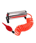 Heavy Duty Electric Air Pump For Air Column Bags Pro Grade Industrial Metal Inflator with red coiled hose and nozzle