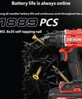 Heavy Duty 20V Brushless Cordless Impact Drill With Killer 55 Nm Torque And Two Speed Variable Control Featuring A Bone Solid 10 Mm Keyless Chuck Paired With A Long Lasting 4 Ah Battery That Crushes Demanding Jobs Effortlessly on a background of screws.