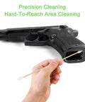 Gun cleaning cotton swabs on bamboo sticks with white cotton tips used to clean a handgun barrel