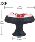 Solid Four Piece Set Of Red Heart Painted Glass And Abs Cabinet Knobs With No Sweat Installation Heavy Duty Stainless Steel Screws For Kitchen Drawers Cupboards And Dressers Today size dimensions showing 1.37in top and 1.10in height.