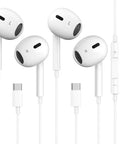 Two Pack USB C Earbuds With Mic And Remote For iPhone 15 16 17, Wired Noise Cancelling Headphones, Compatible With iPad Pro MacBook And Other USB C Devices