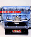 Build Your Own Visible Model Engine Kit With Four Cylinder Internal Combustion Mechanics, Realistic Sounds And Illumination, 100 Plus Pieces, STEM And Physics Based Replica Toy For Education And Hands On Fun, transparent 4-cylinder model on base