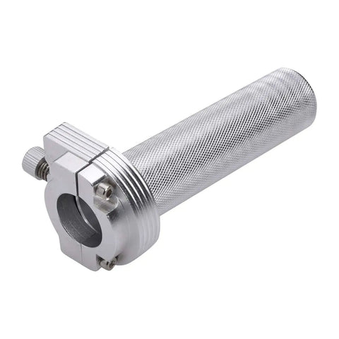 Upgrade Your Ride With Sick 25Mm Cnc Aluminum Twist Throttle Grips For Motorcycles featuring a silver CNC throttle grip view.