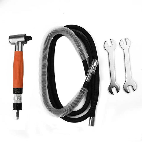 Right Angle Pneumatic Grinder Pen With 90 Degree Air Die Grinding Tool parts including hose, wrenches, and air nozzle.