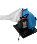 Powerful 1HP Wall Mounted Dust Collector With 550 CFM Strong Suction And 14.8 Gallon Collection Bag, side view showing motor and collection bag.