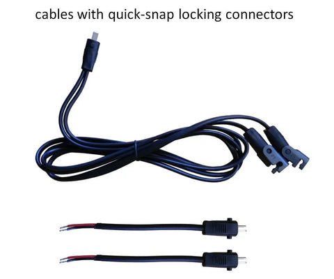 Cables with quick-snap locking connectors for Two Piece Heavy Duty 12 Volt Linear Actuators With 225 Pound Push Pull Capacity Plus AC To DC Power Supply.