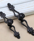 Six Piece Rock Solid Vintage Zinc Alloy Cabinet Handles And Dresser Drawer Pulls With Rust Proof Heavy Duty Hardware Kit For Smooth Wardrobe Cupboard Home Project, black decorative handles