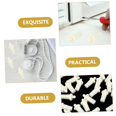 Tough-As-Nails Plastic Shutter Repair Pins and Blind Bolts 50 Pack for Window Blinds, beige plastic pins and tools for installation.