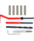 30-Piece Heavy-Duty Thread Repair Kit For Aluminum And Soft Metals With Stainless Steel M6x1 Threaded Inserts, Drill, Tap, And Wrench Tools layout