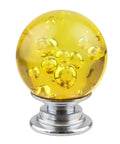 Pretty Dang Nice Crystal Cabinet Knobs Featuring Slick Glass Bubbles And Seriously Rock Solid Build Includes Handy Mounting Hardware For Easy Furniture Refreshes On Dressers Or Pantries 30Mm Yellow Tone with yellow glass bubble design and chrome base.