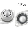 Straight Up Heavy Duty 1 1 4 Inch Ball Transfer Unit With Carbon Steel Housing And Slick Rolling Bearings For Industrial Conveyor Applications 4 Piece Set in silver, showing omnidirectional flange mount rollers.