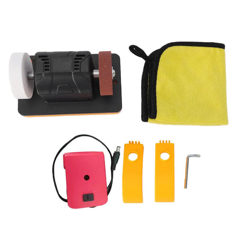 Badass Compact Cordless Mini Bench Grinder 3 Inch With Hustle Ready Variable Speed 2000 To 6000 RPM  parts including wheels and tools.