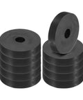 Top Tier 10 Pack Neoprene Rubber Anti Vibration Spacers Featuring 2 Inch Outer Face And Zero Point Four Inch Gauge showing stacked black rubber washers.