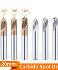 Carbide drill bit set, 6 pcs, D8x60L, tungsten steel with 60/90/120° chamfer tips