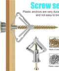 Built Tough Drywall Expansion Screws And Hollow Wall Anchors Kit with gray butterfly anchors and screws for plasterboard installation
